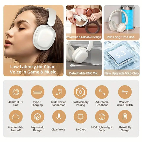 P9 Blue tooth earphones V5.3 wireless noise cancellation gaming Headset Earphone Headphone With Microphone